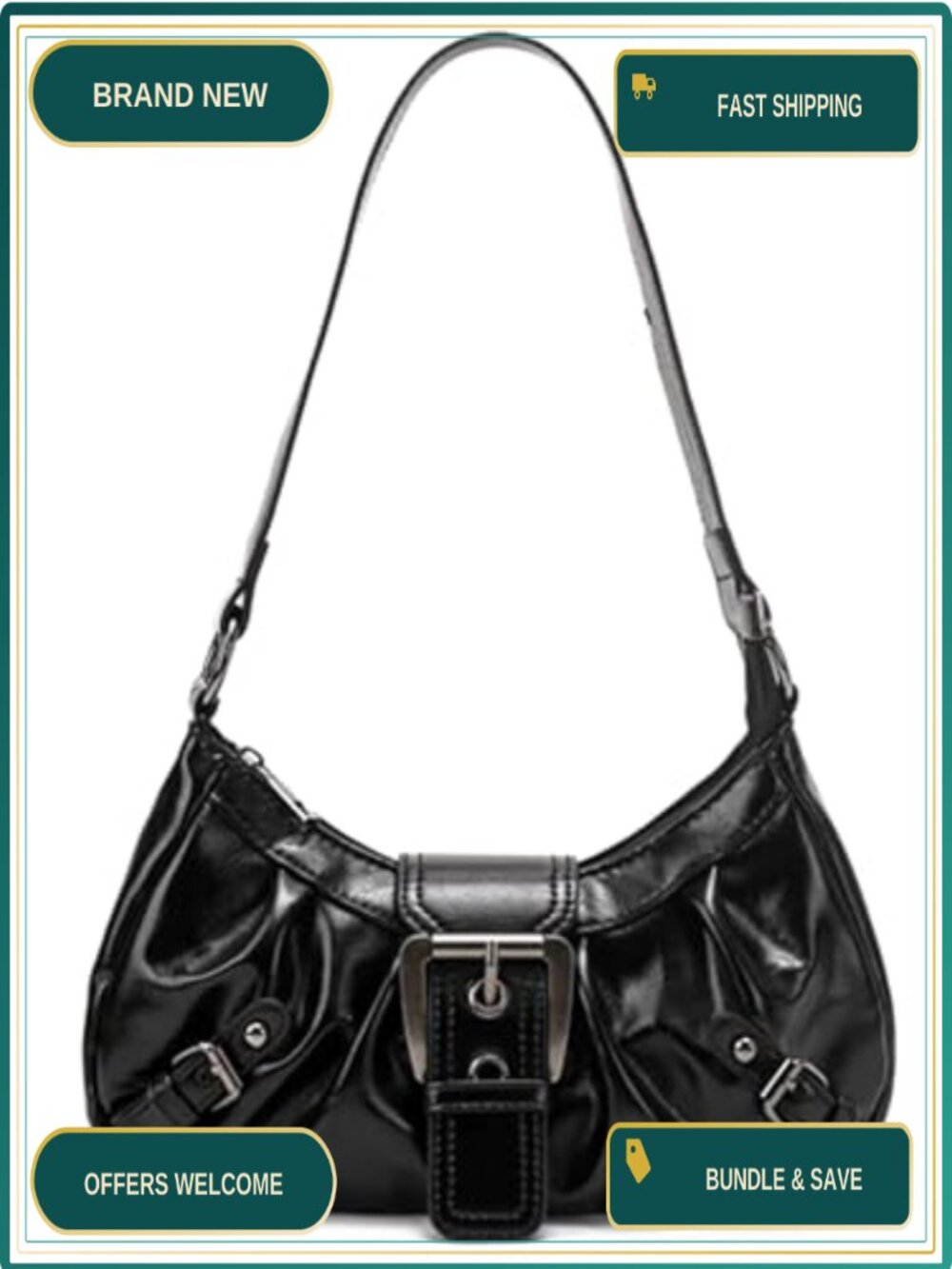 Faux Leather Punk Hobo Shoulder Bag Top Handle Clutch Women